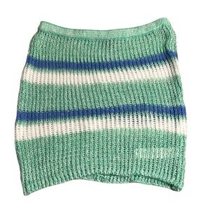 PRETTY  LITTLE THING   Striped Knit Skirt - Green and Blue NWT  sheer ,open knit